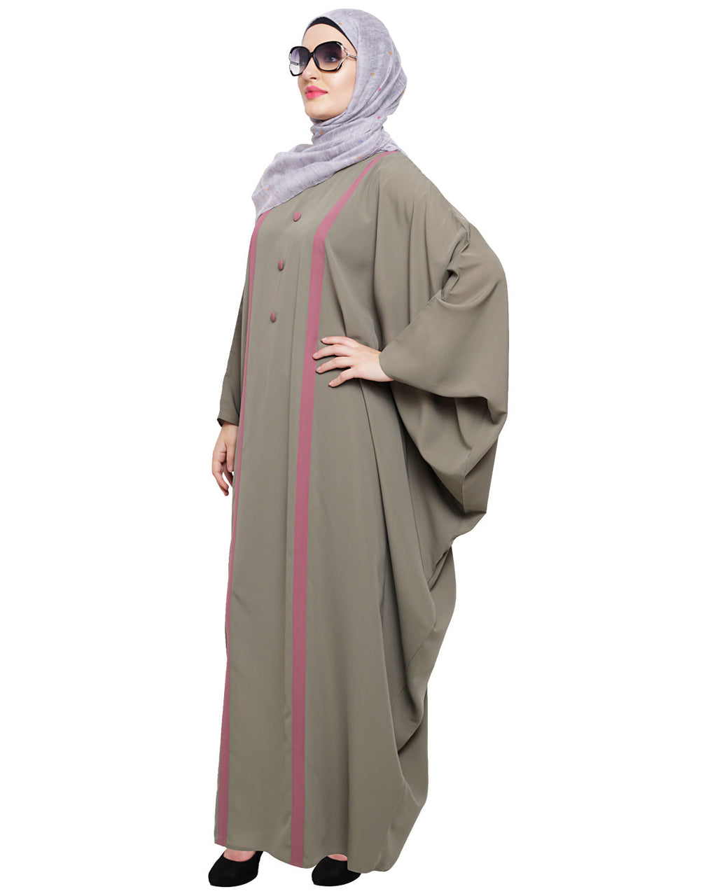 Colourblock Black Kaftan Onion Pink