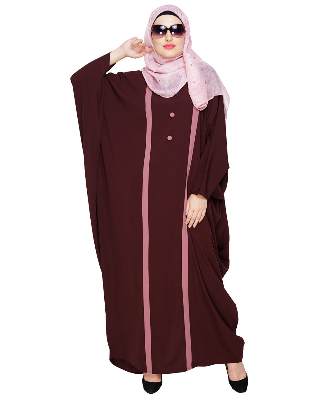 Colourblock Black Kaftan Brown