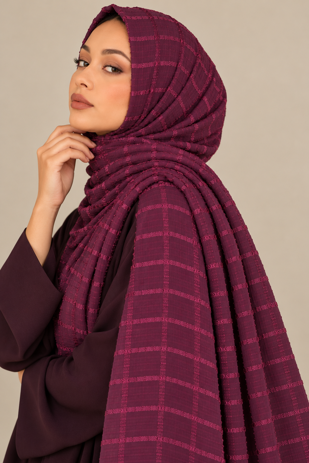 Modest Forever Metallic Windowpane Chiffon Hijab