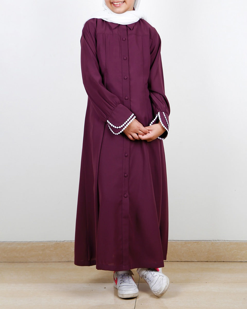 Shirt Style Purple Kids Maxi Dress Purple