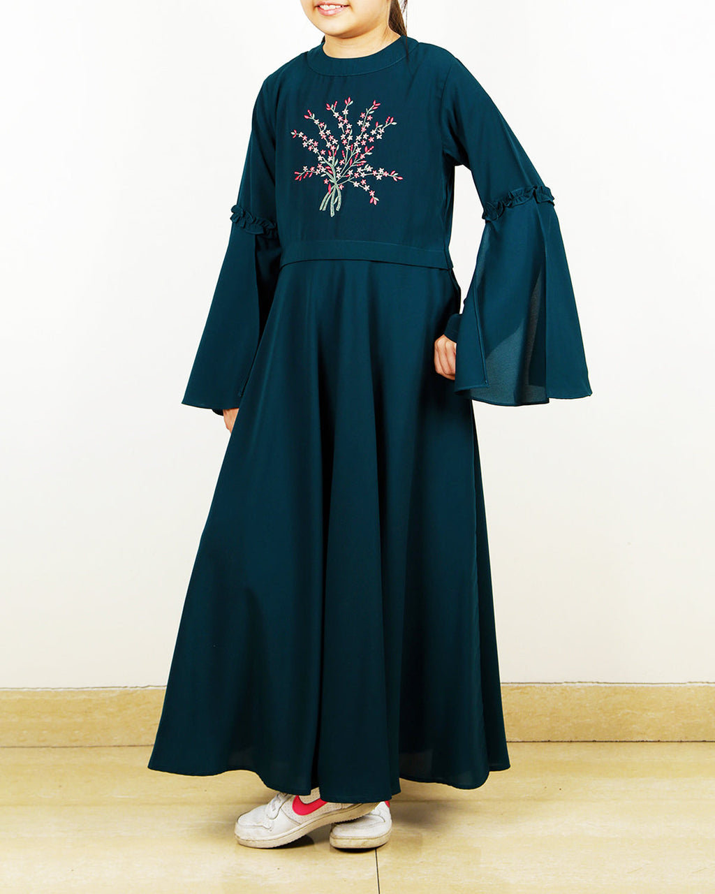 Crew Collar Kids Abaya Blue