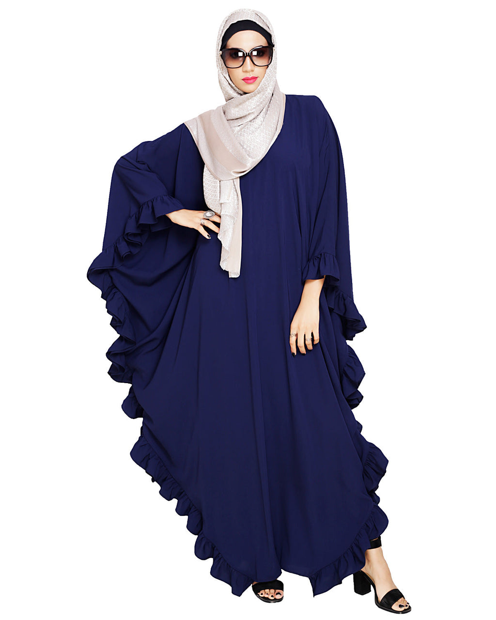 Ruffled Ash Brown Kaftan Wine