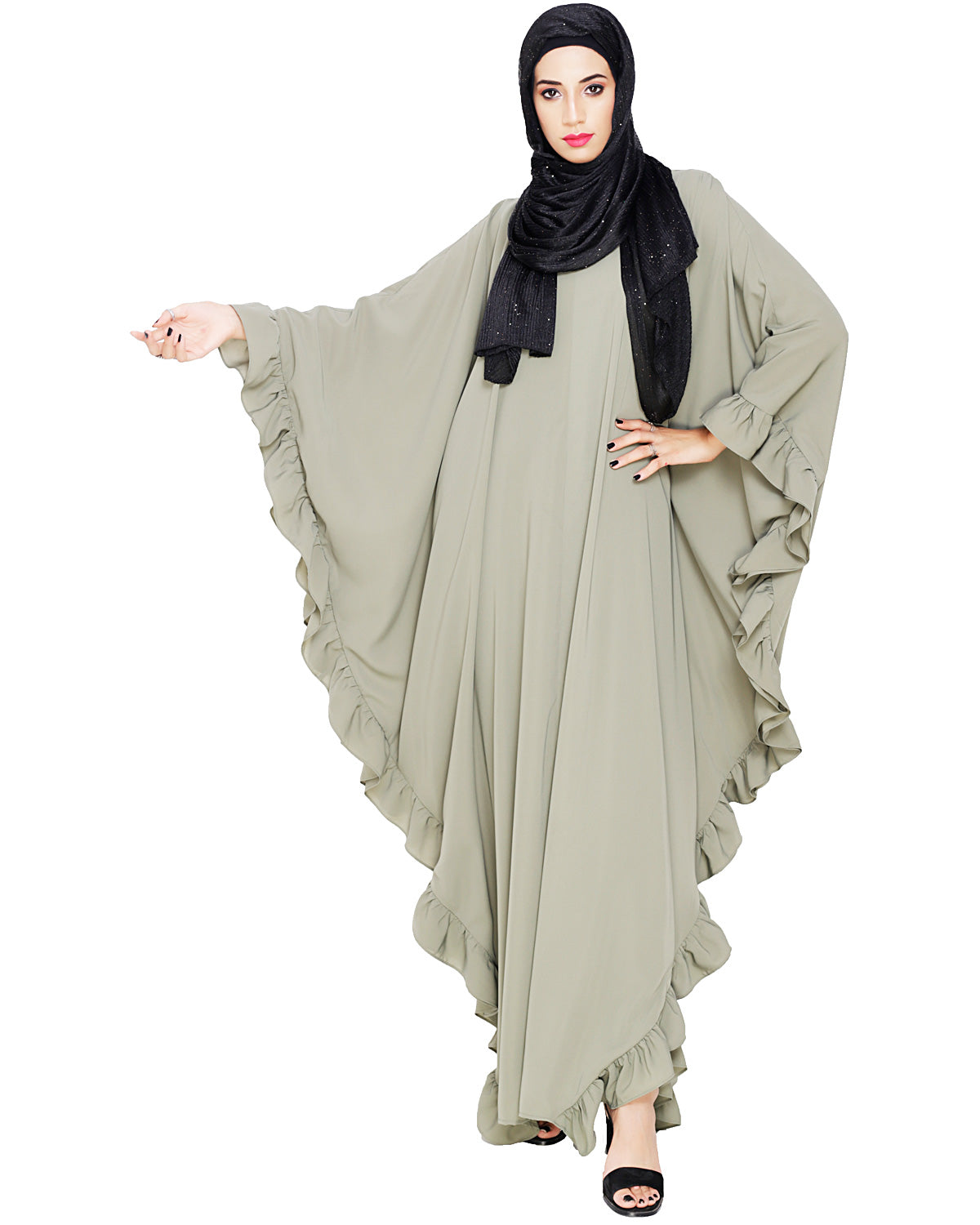 Ruffled Ash Brown Kaftan Dead Mint