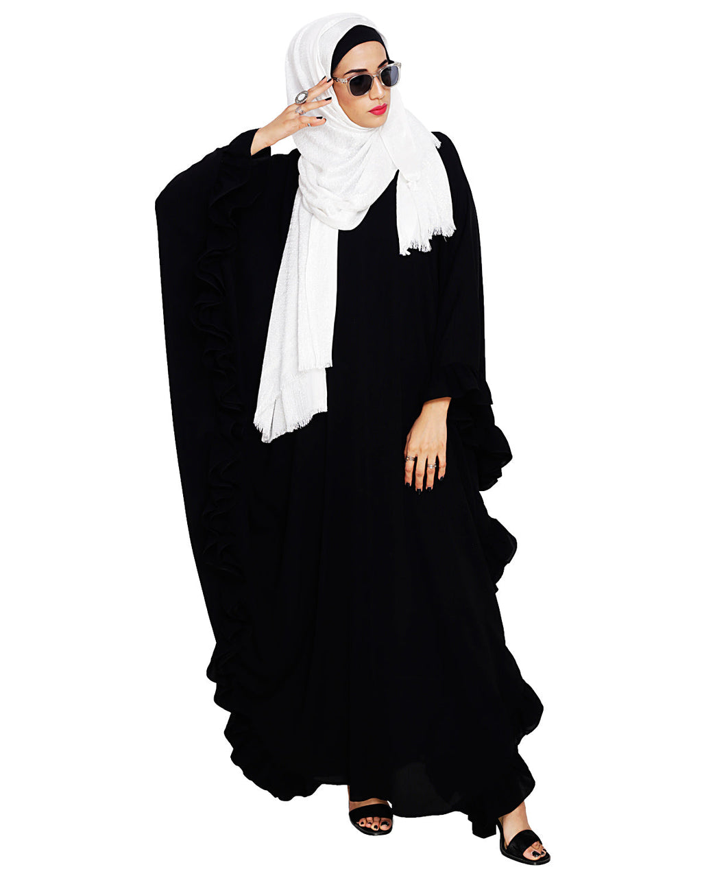 Ruffled Ash Brown Kaftan Wine