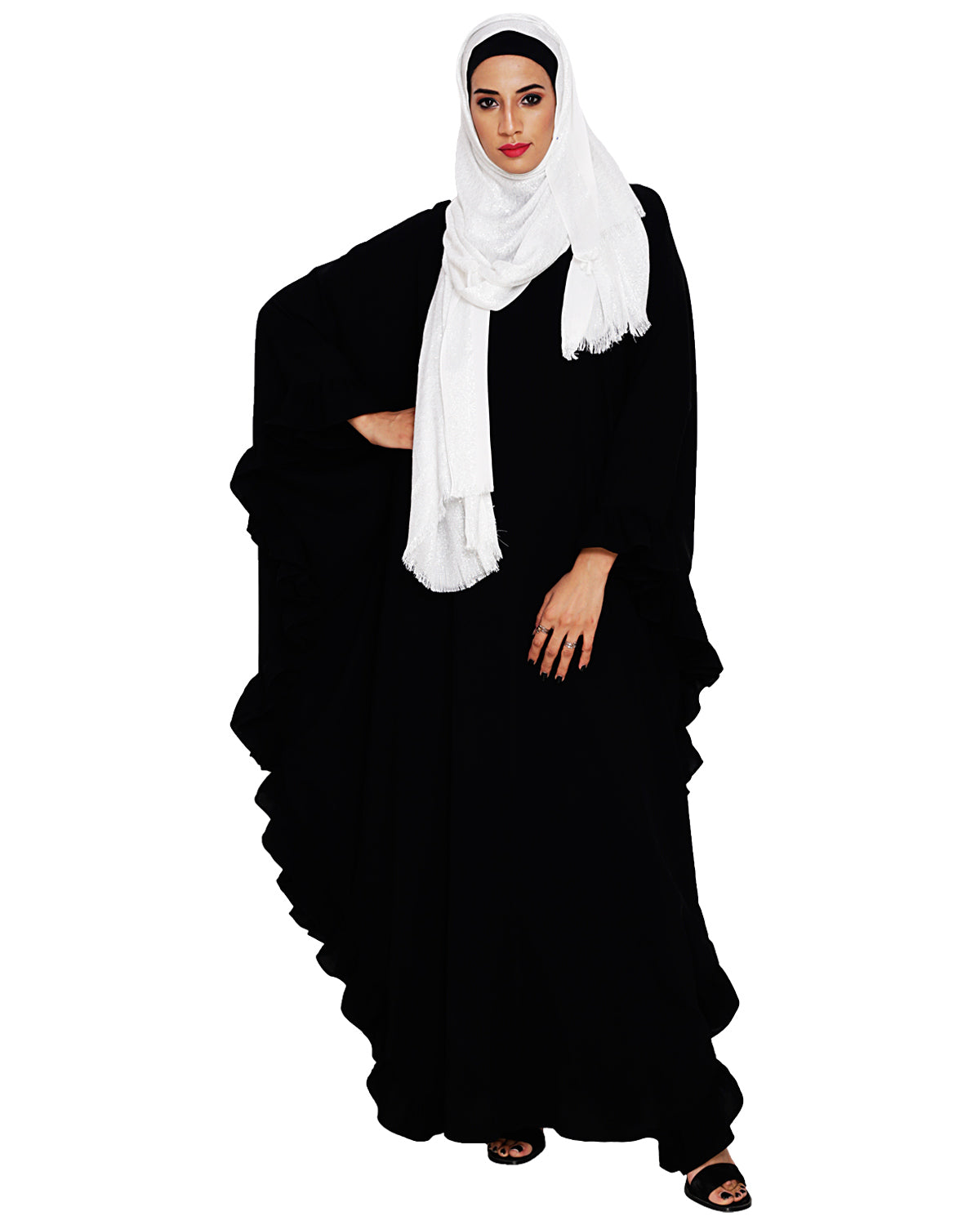 Ruffled Ash Brown Kaftan Wine