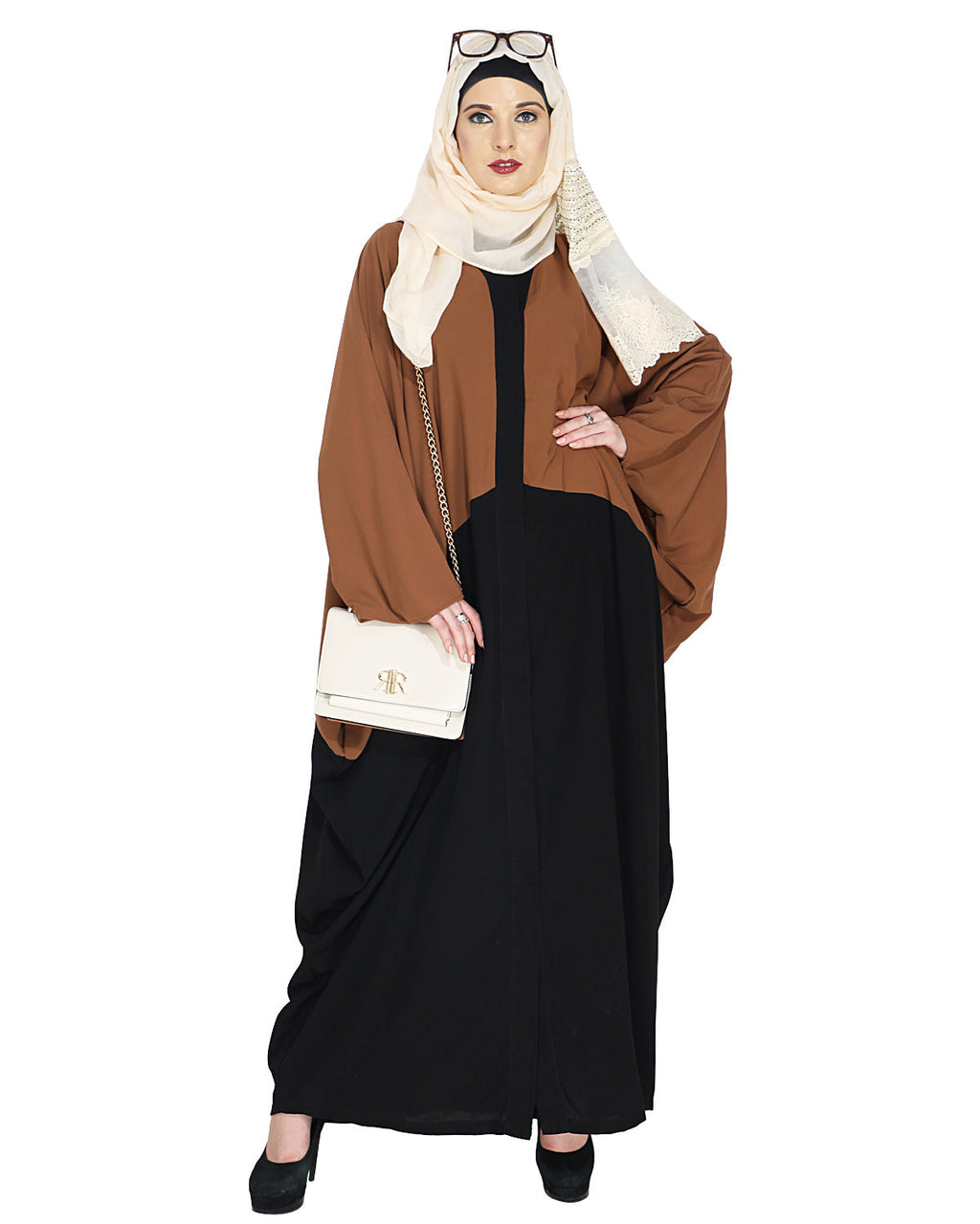 Deep Tan and Black Casual Kaftan Brown