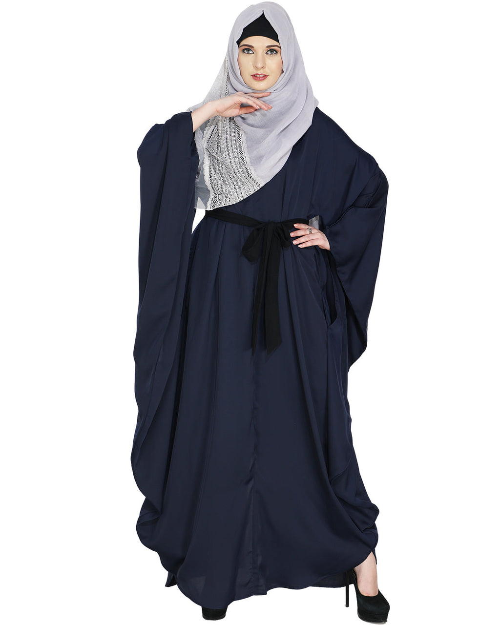 Blue Designer Belt Kaftan Navy