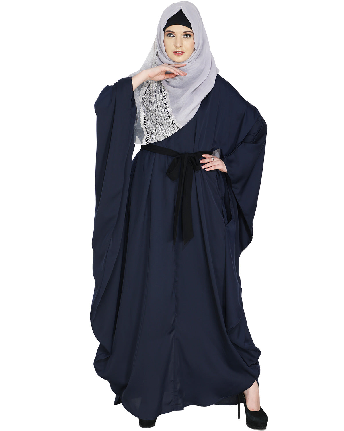 Blue Designer Belt Kaftan Navy