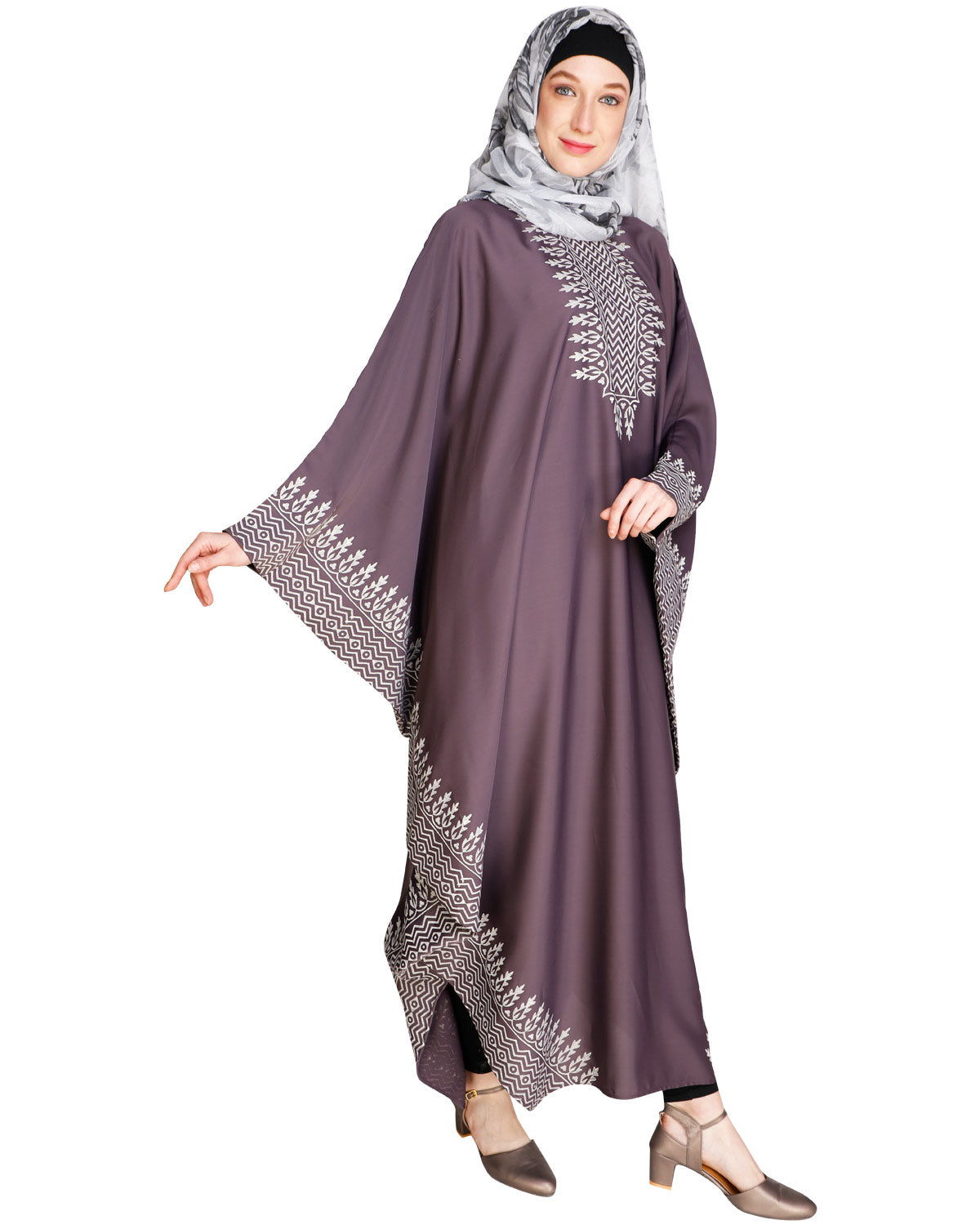 Block Printed Kaftan Purple