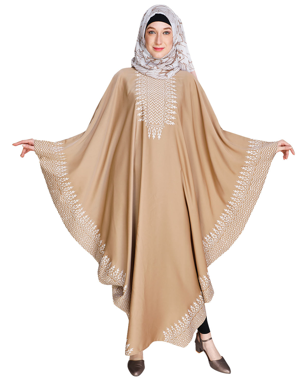 Block Printed Kaftan Beige