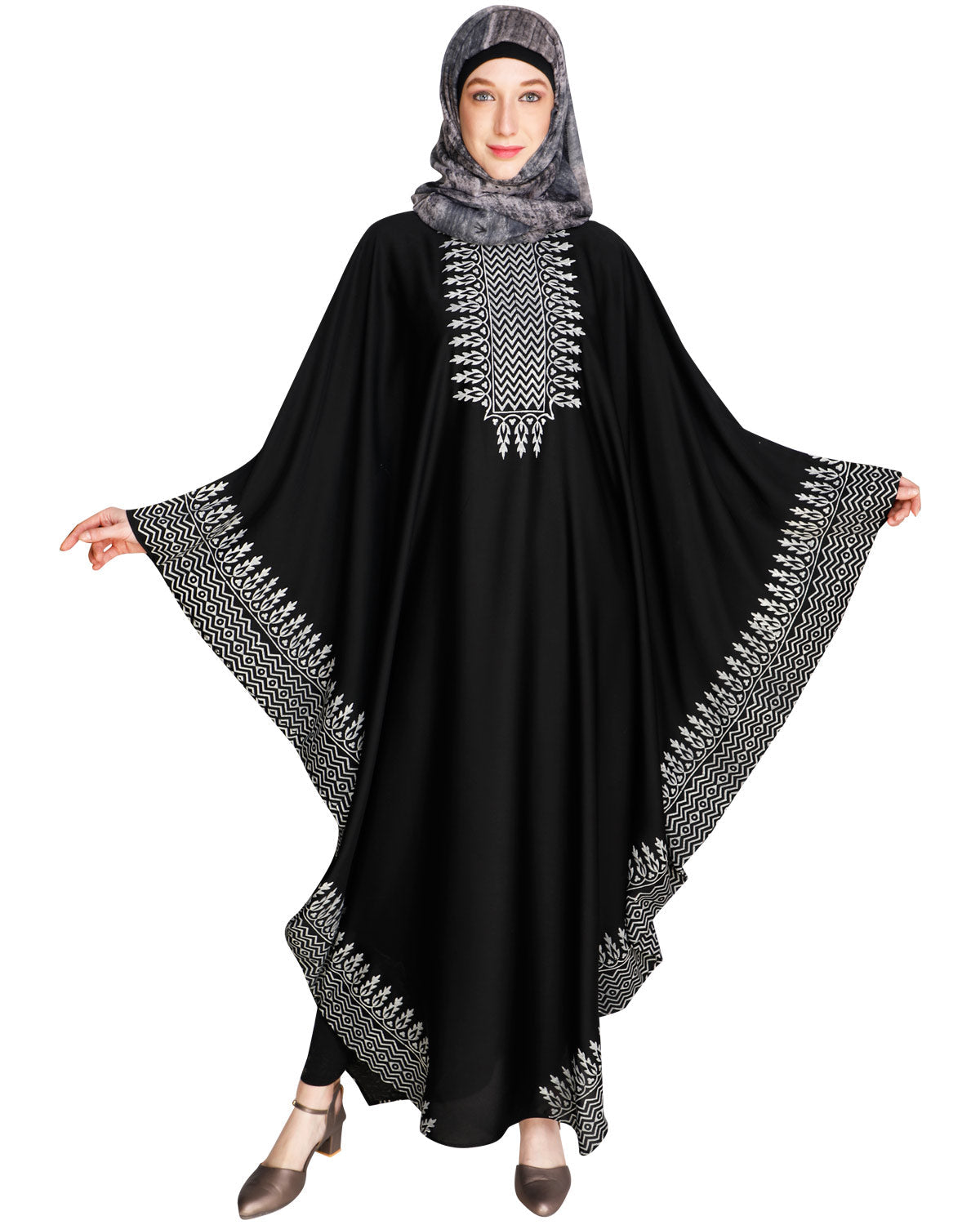 Block Printed Kaftan Black
