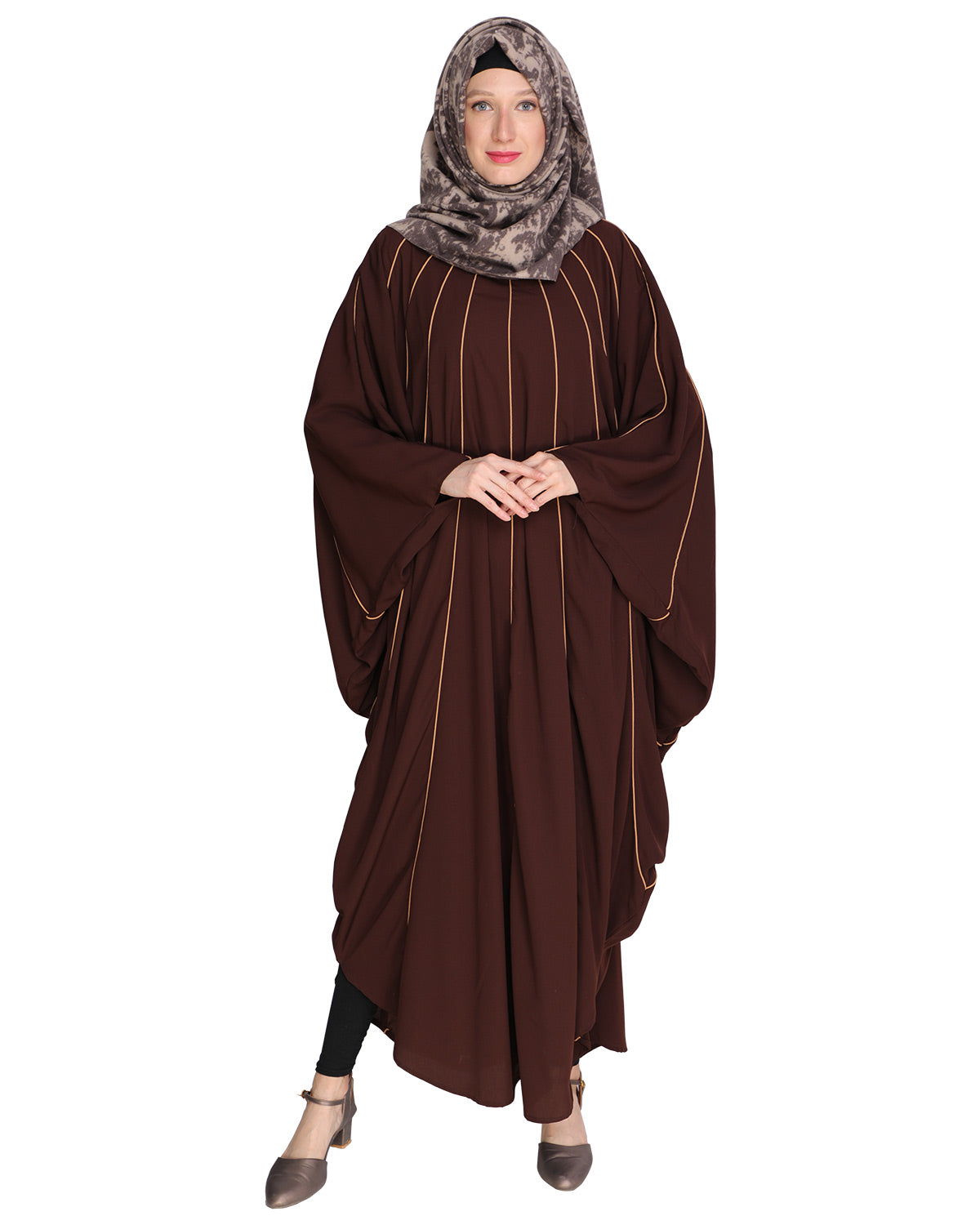 Sassy Panelled Black Kaftan Onion Pink