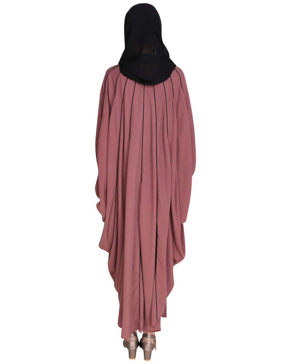 Sassy Panelled Black Kaftan Onion Pink