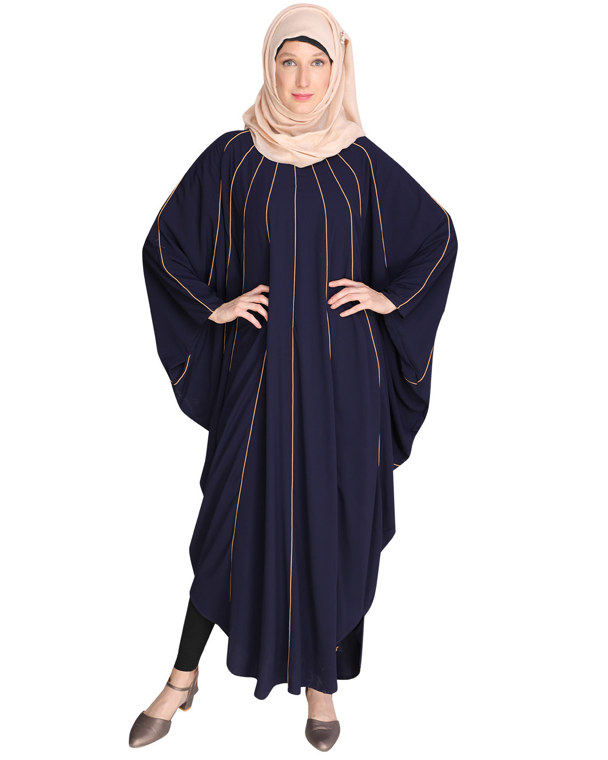 Sassy Panelled Black Kaftan Onion Pink