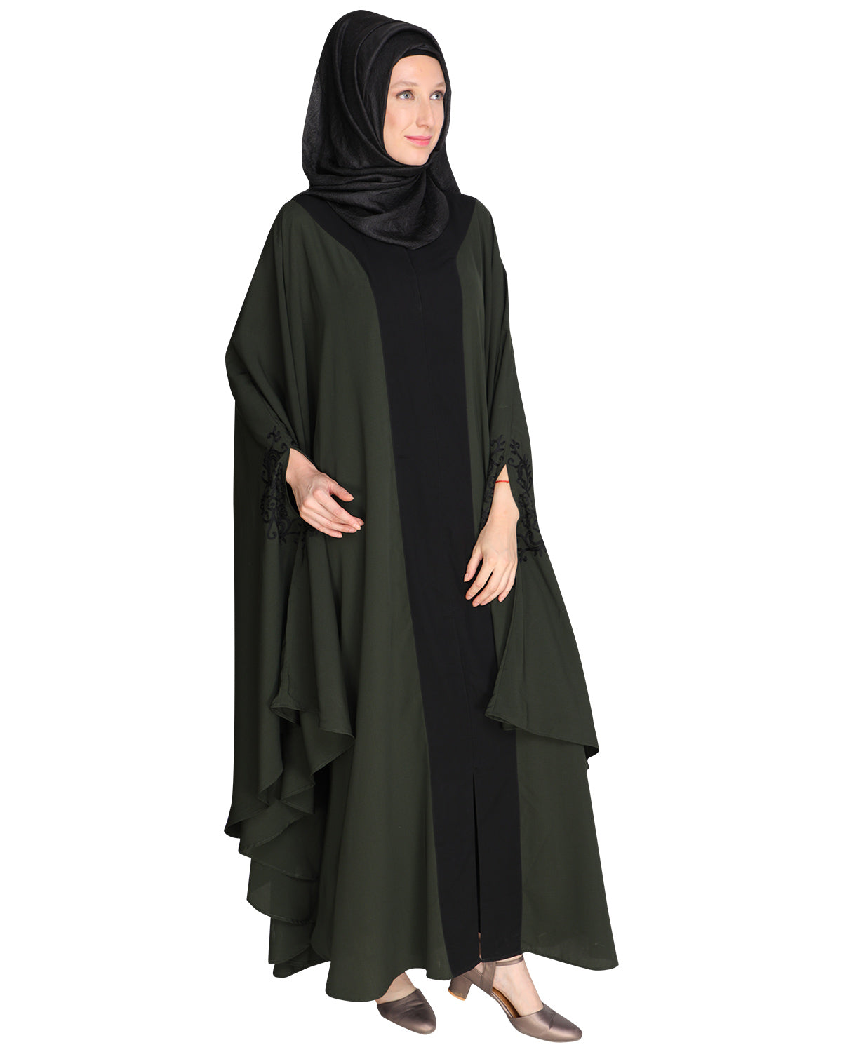 Delicate Embroidered Grey Irani Kaftan