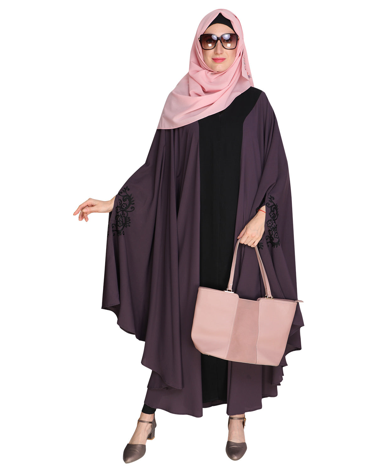 Delicate Embroidered Grey Irani Kaftan