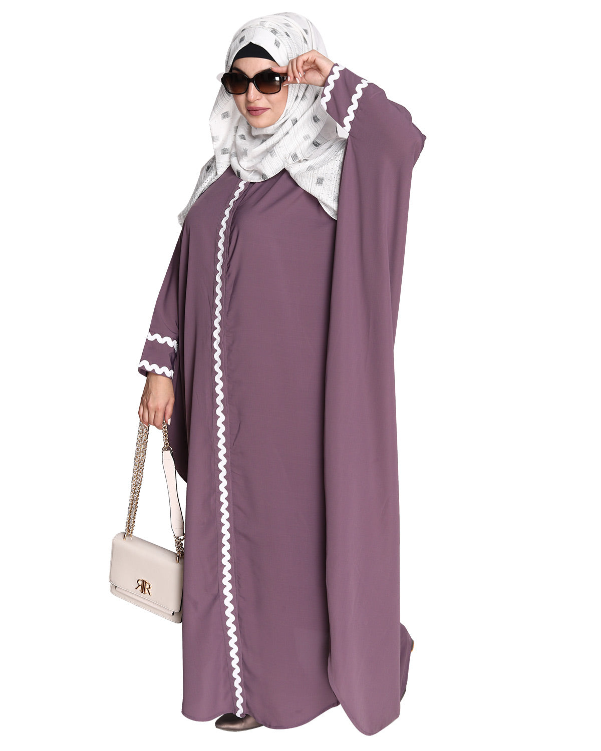 Lace Trim Black Kaftan Maroon