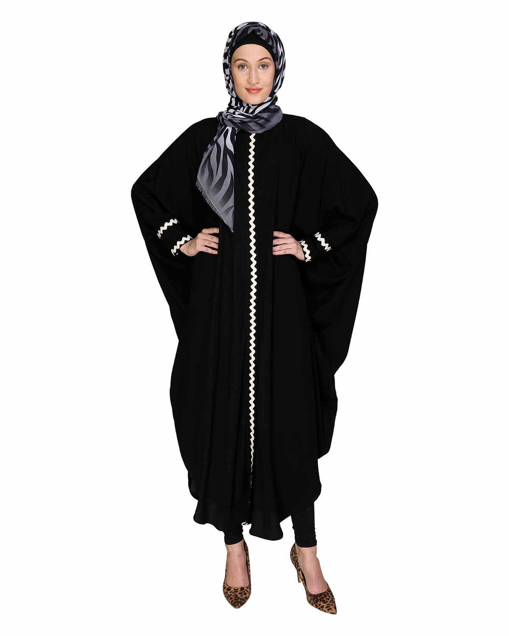 Lace Trim Black Kaftan Black
