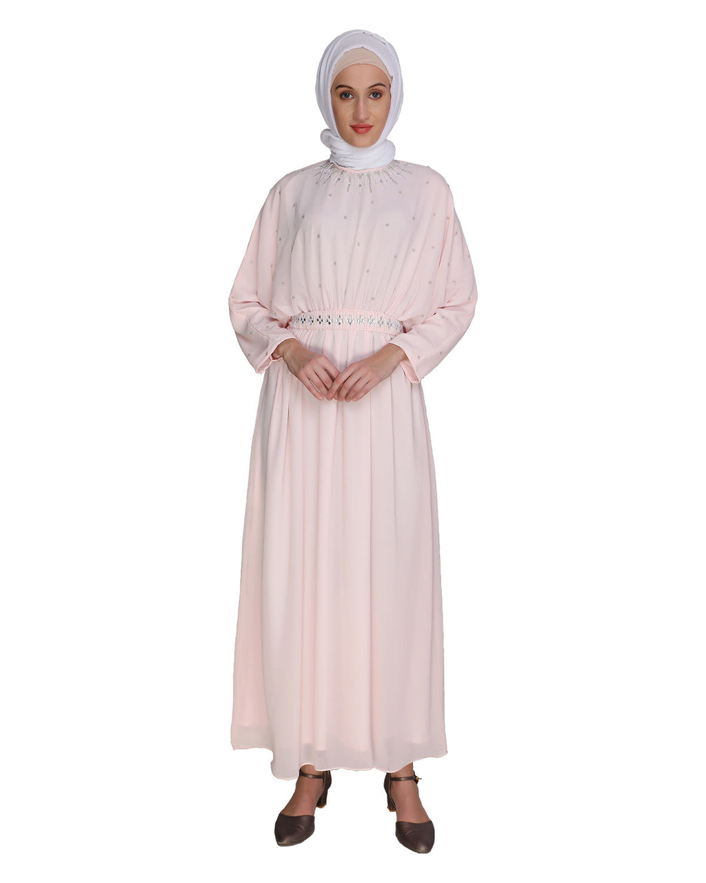 Intricate Handwork Light Green Kaftan Lilac