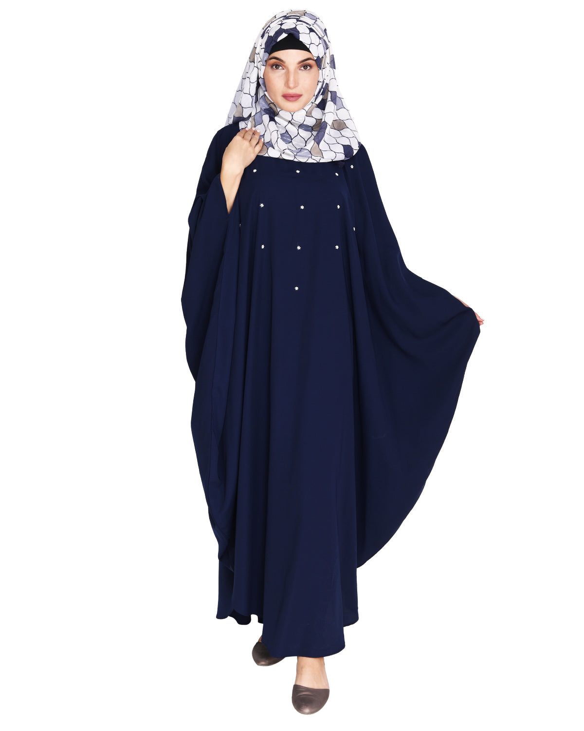 Jazzy Black Kaftan with beaded Embroidery Blue