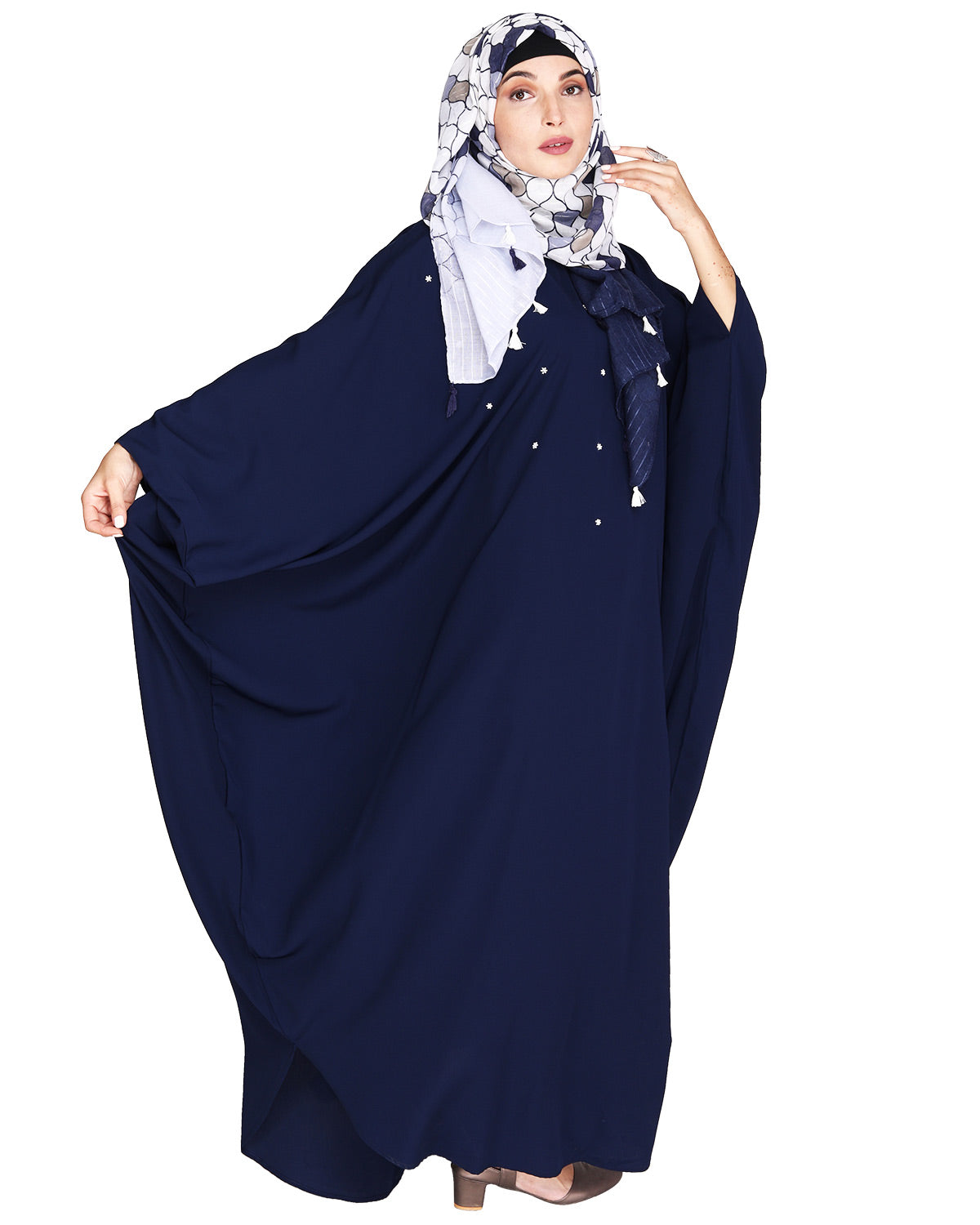 Jazzy Black Kaftan with beaded Embroidery Maroon