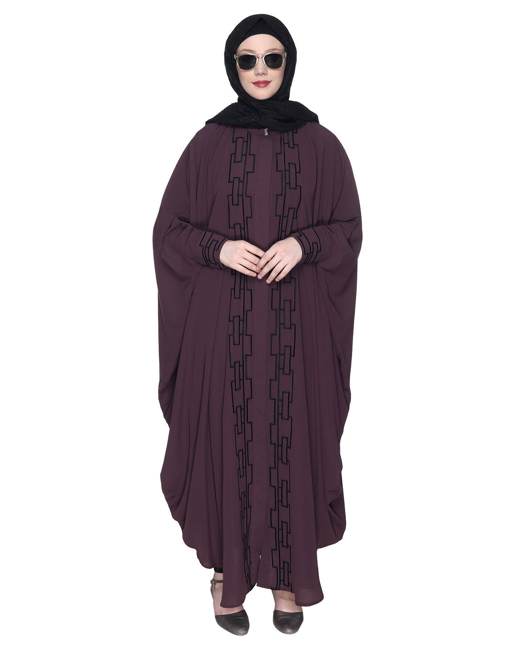 Dimensional Design Embroidered Kaftan Purple