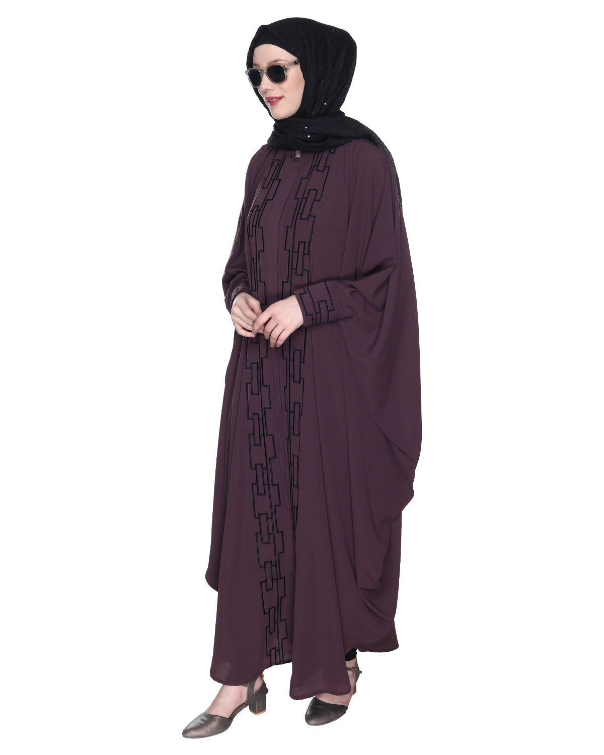 Dimensional Design Embroidered Kaftan Purple