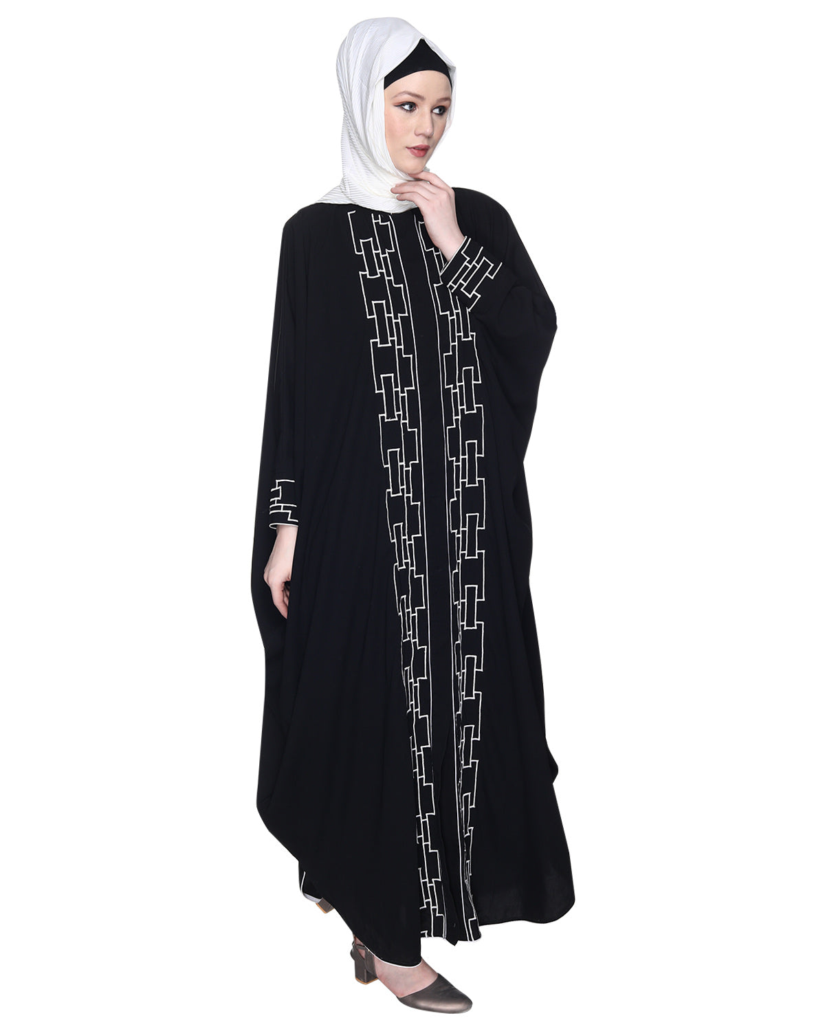Dimensional Design Embroidered Kaftan Black
