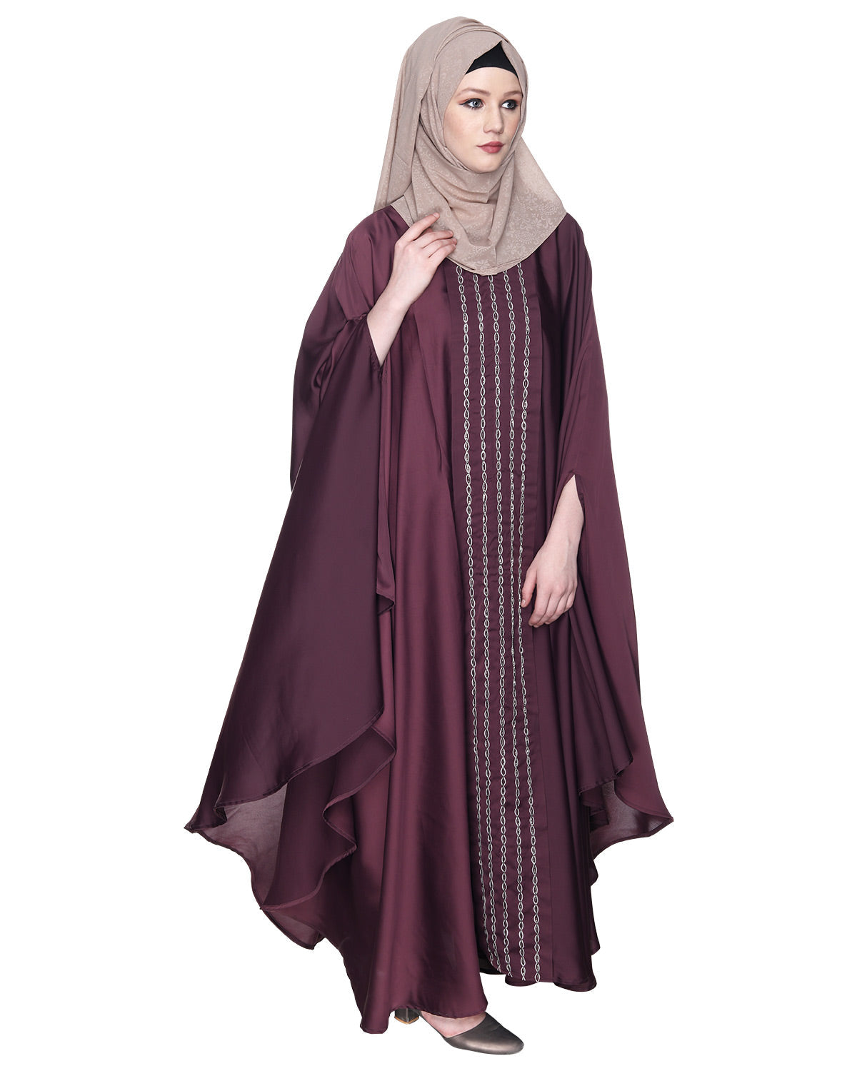 Festive Glittering Embroidered Kaftan In Blue Imperial Purple