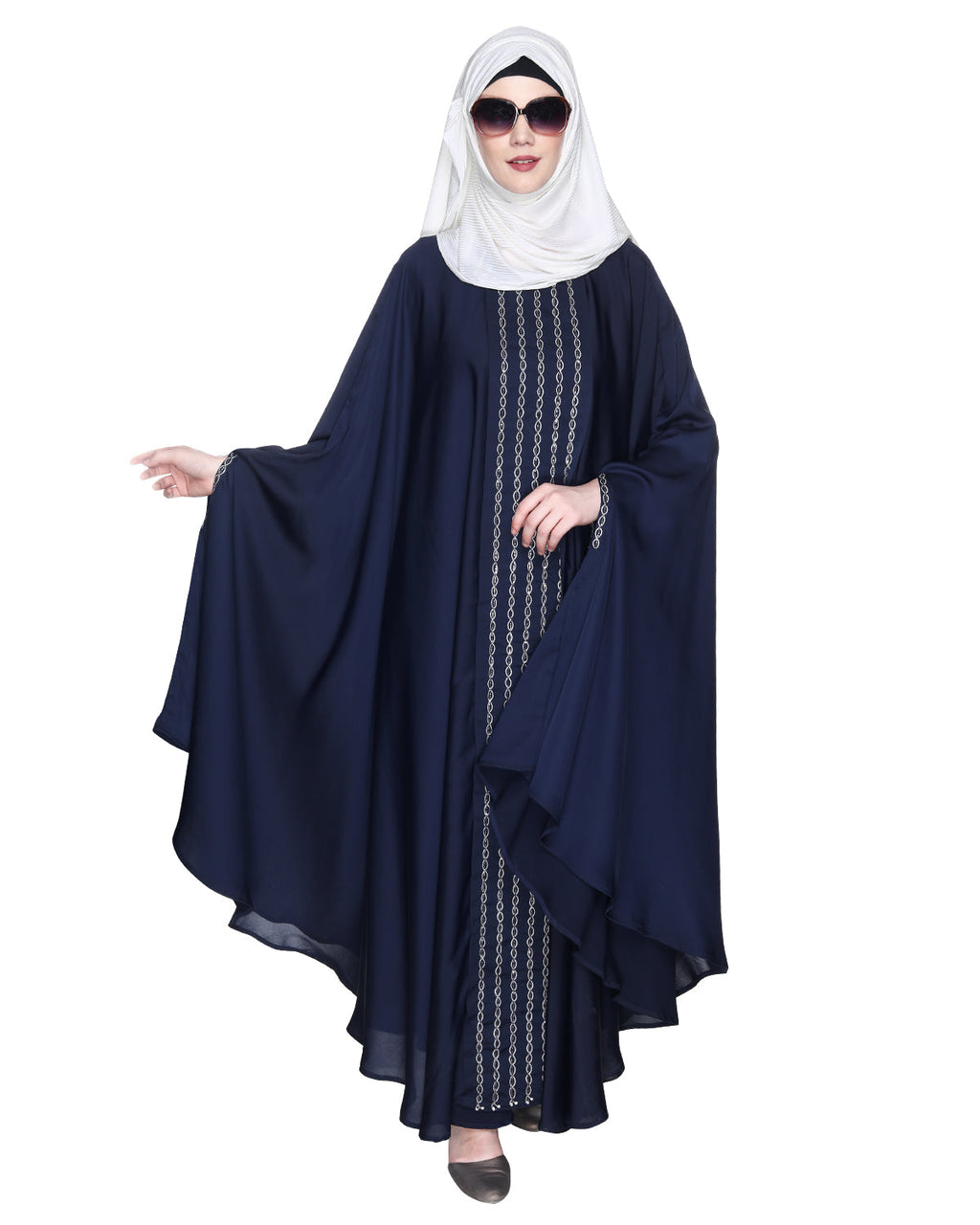 Festive Glittering Embroidered Kaftan In Blue Blue