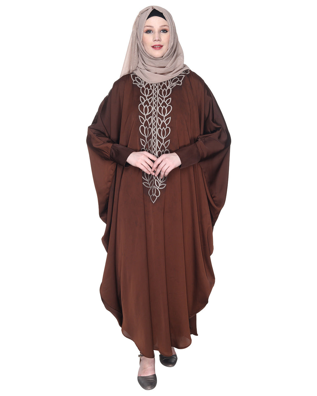 Strikingly Beautiful Dark Grey Embroidered Kaftan