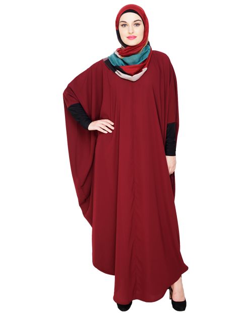 Quirky Jersy Sleeve Wine Kaftan