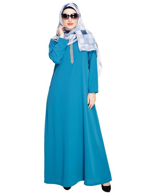 Sober Teal Blue Abaya 