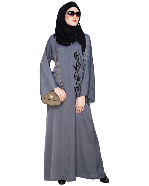 Exclusive Grey Applique Dubai Style Abaya