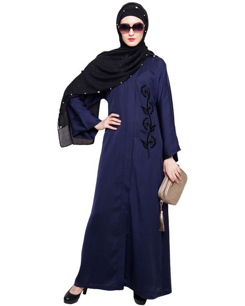 Exclusive Blue Applique Dubai Style Abaya