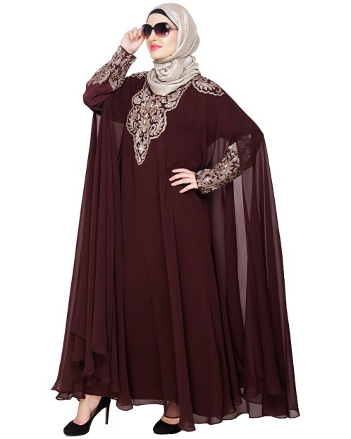 Luxury Dark Wine Irani Kaftan