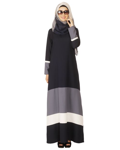 Colour Block Blue Abaya