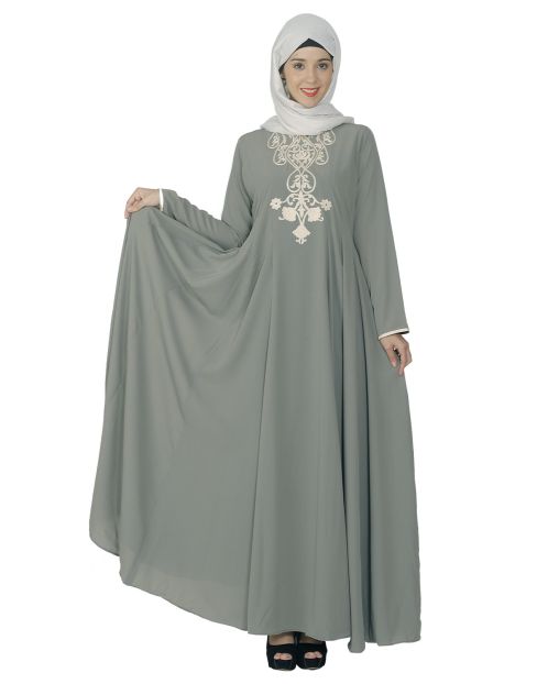 Grey Flared Abaya