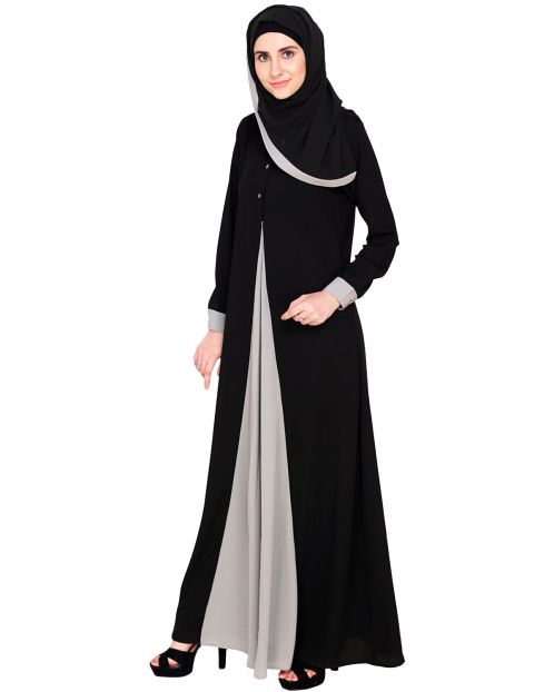 Pretty Grey Layered Abaya