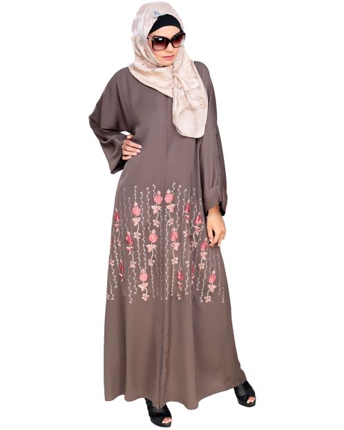 Orchid Dubai Style  Mud  Brown Abaya