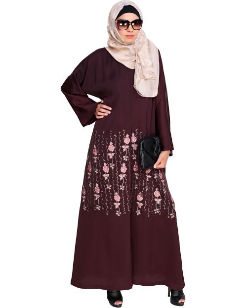 Orchid  Dubai Style Deep Wine Abaya