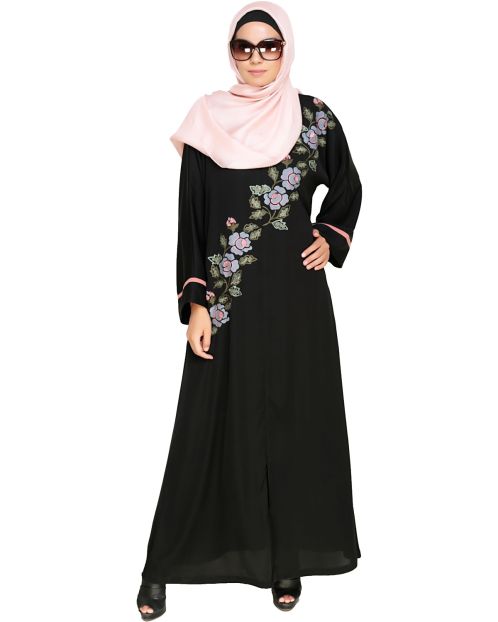 Enchanted Floral Embroidery Dubai Style Abaya