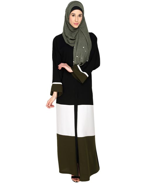 Triple Color Block Dubai Style Abaya