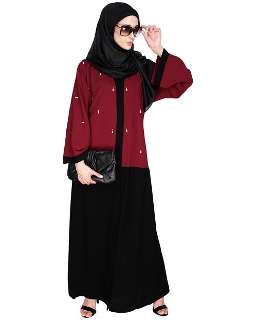 Pearl Drops Dubai Style Wine Abaya