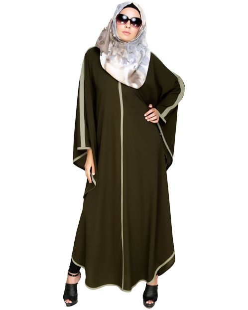 Modish Olive Kaftan with Green Detailing