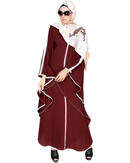 Modish Brown Kaftan with White Detailing