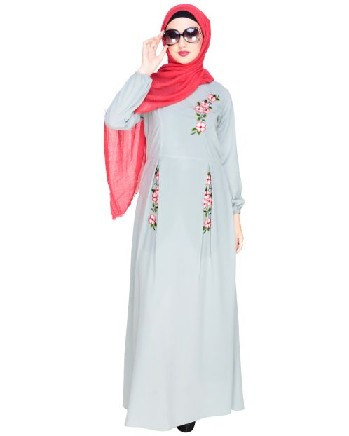 Box Pleated Sage Green  Abaya