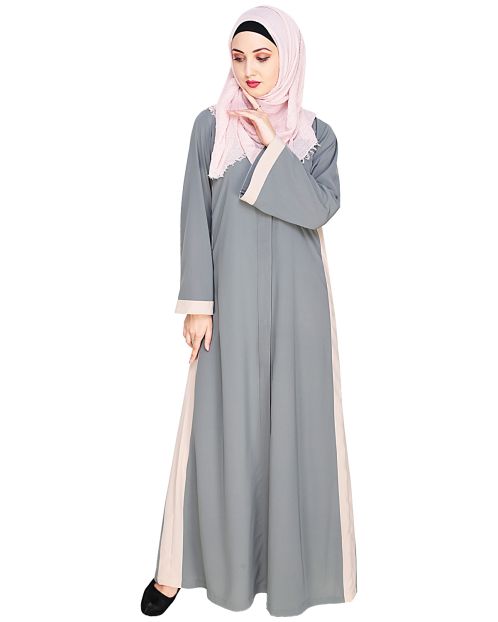 Side Panelled Grey Abaya