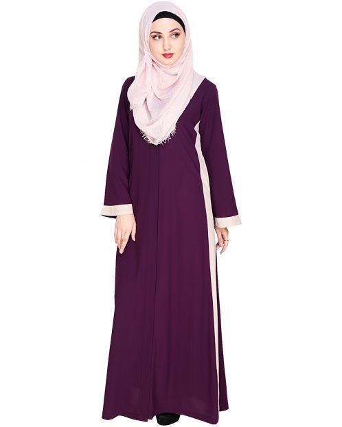 Side Panelled Purple Abaya