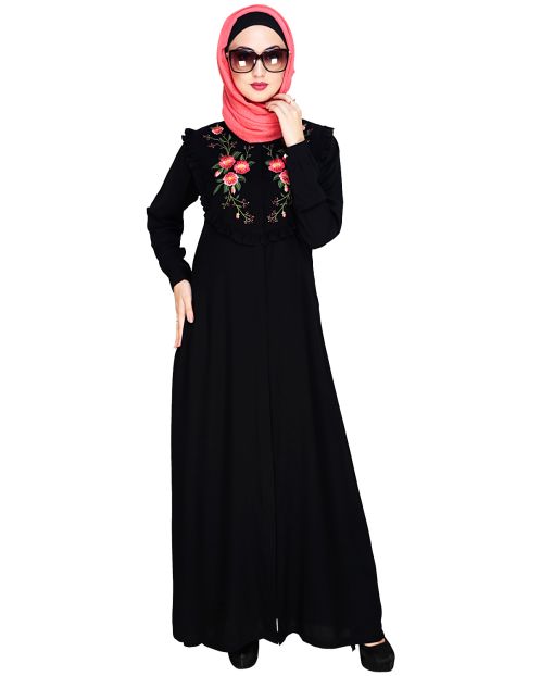 Ruffled Affair Black Abaya